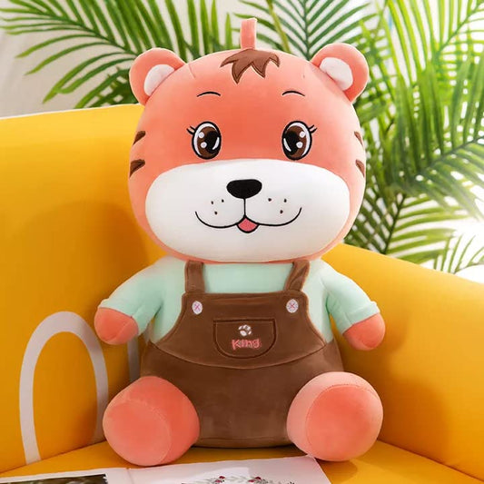 Tiger Plush Toy in Overalls - 38 cm